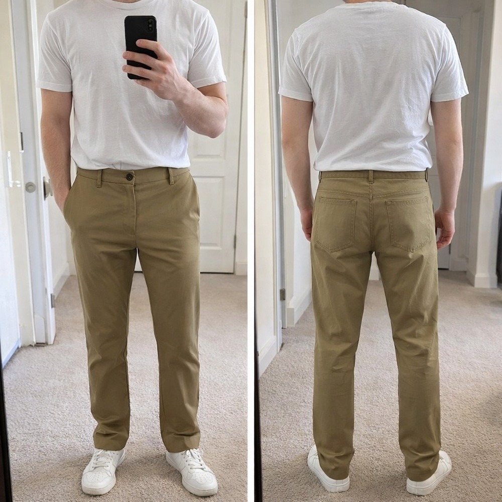 Old Navy Active Tech Hybrid Slim Pants Mens 31x32 Khaki Tan 4-Way Stretch Chino‎